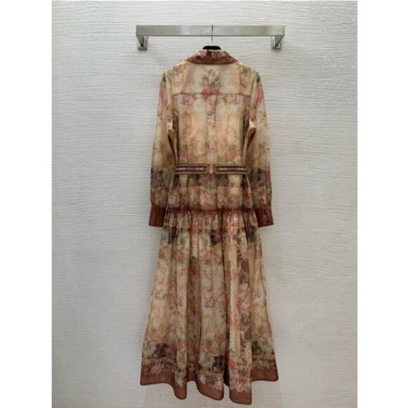 Zimmermann Floral Print Long Sleeve Silk Satin Dress NWT - Picture 2 of 9